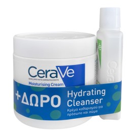 CeraVe PROMO Moisturising Cream Ενυδατική Κρέμα Προσώπου & Σώματος 454gr - ΔΩΡΟ Hydrating Cleanser Κρέμα Καθαρισμού 88ml