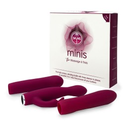 Skins Minis Massage Trois Σετ Δονητών 3 σε 1 με τρία Εναλλάξιμα Καλύμματα για Διαφορετικούς Τύπους Διέγερσης 1 Τεμάχιο