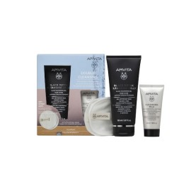 Apivita PROMO Double Cleansing Black Detox Gel Καθαρισμού για Πρόσωπο και Μάτια 150ml και Δώρο Cleansing  Milk Γαλάκτωμα Καθαρισμού 3σε1 50ml & 2 Cotton Pads Δίσκοι Ντεμακιγιάζ