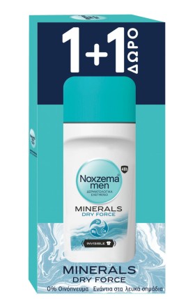 Noxzema Men PROMO Minerals Dry Force Ανδρικό Αποσμητικό 48ωρης Προστασίας Roll on 2x50ml