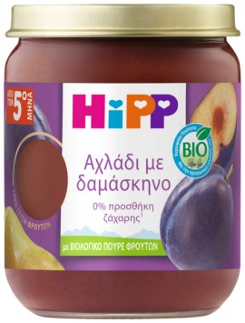 HiPP BIO Βιολογικό Παρασκεύασμα Φρούτων Αχλάδι με Δαμάσκηνο, από τον 5ο Μήνα, Βαζάκι 160gr