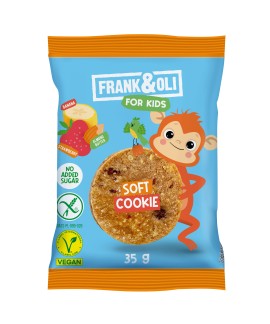 Frank & Oli For Kids Soft Cookie Almond Paste, Strawberry & Banana Παιδικό Μαλακό Μπισκότο με Πάστα Αμυγδάλου, Φράουλα & Μπανάνα 35g