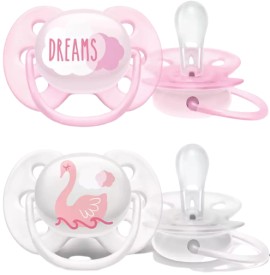 Avent Philips Ultra Soft Πιπίλες Σιλικόνης για 0-6m+ Κορίτσι Dreams - Κύκνος 2 Τεμάχια [SCF222/02]