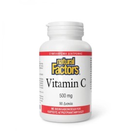 Natural Factors Vitamin C 500mg Συμπλήρωμα Βιταμίνης C με Βιοφλαβονοειδή & Rosehips 90 Δισκία