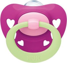 Nuk Signature Night Πιπίλα Σιλικόνης για 6-18m+ με Κρίκο Λάμπει στο Σκοτάδι [10.736.695] 1 Τεμάχιο