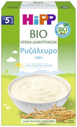 Hipp BIO Κρέμα Ρυζάλευρο Χωρίς Γάλα από τον 5ο Μήνα 200gr