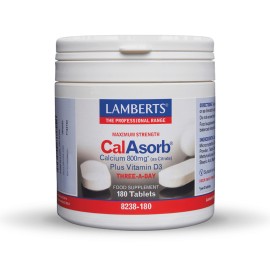 Lamberts Maximum Strength CalAsorb Calcium (as Citrate) 800mg Κιτρικό Ασβέστιο Υψηλής Απορρόφησης με Βιταμίνη D3 180 Ταμπλέτες