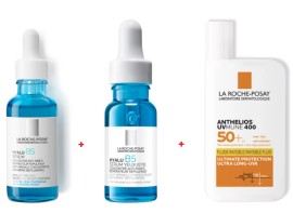 La Roche Posay Bundle Hyalu B5 Serum Αντιρυτιδικός Ορός Προσώπου 30ml - Hyalu B5 Eye Serum Ορός Ματιών για Ρυτίδες & Μαύρους Κύκλους 15ml - Anthelios Uvmune 400 Invisible Fluid SPF50+ 50ml