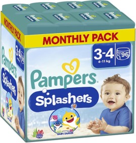 Pampers Splashers Baby Shark Μέγεθος 3-4 [6-11kg] 96 Πάνες [8 Πακέτα x 12 Πάνες]