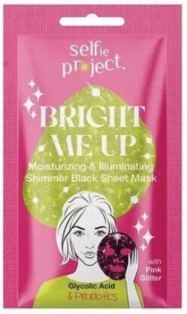 Selfie Project Shimmer Bright Me Up Υφασμάτινη Μάσκα Προσώπου με  Ροζ Glitter για Αναζωογόνηση 1 Τεμάχιο