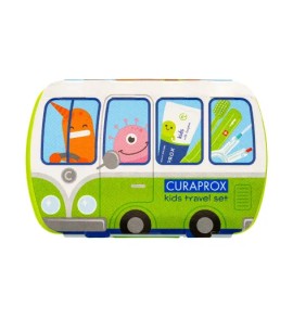 Curaprox Kids Travel Set για 6-12 Ετών Πράσινο με Οδοντόβουρτσα Ταξιδίου 1 Τεμάχιο & Οδοντόκρεμα Μέντα 10ml & Μεσοδόντια Βουρτσάκια 2 Τεμάχια