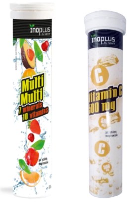 Inoplus PROMO Multi Multi 10 Βιταμίνες + 7 Μέταλλα 20 Αναβράζοντα Δισκία & Vitamin C 500mg με Γεύση Πορτοκάλι 20 Αναβράζοντα Δισκία