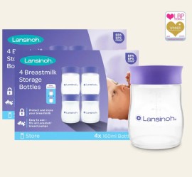 Lansinoh Μπουκαλάκια Αποθήκευσης Μητρικού Γάλακτος 4x160ml