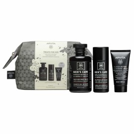 Apivita PROMO Treats for Him Κρέμα Κατά των Ρυτίδων και της Κούρασης για Πρόσωπο & Μάτια 50ml - Σαμπουάν & Αφρόλουτρο 250ml - Mini Μαύρο Gel Καθαρισμού Προσώπου & Ματιών 50ml σε Ειδική Τιμή