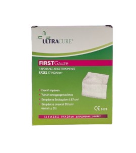 Gold Med Ultra Cure First Gauze Αποστειρωμένες Γάζες 17 ινών/cm² 19x29cm 12 Τεμάχια