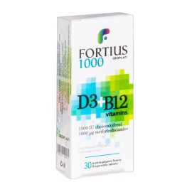 Geoplan Nutraceuticals Fortius Vitamins D3 & B12 1000iu Συμπλήρωμα Διατροφής για την Καλή Λειτουργία του Ανοσοποιητικού Συστήματος 30 Διασπειρόμενα Δισκία