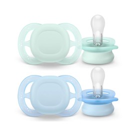 Avent Philips Ultra Start Ορθοδοντικές Πιπίλες Σιλικόνης για 0-2m Πράσινο - Γαλάζιο 2 Τεμάχια [SCF075/02]