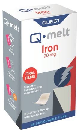 Quest Q Melt Iron 20mg Συμπλήρωμα Σιδήρου σε Μορφή Ταινιών που Διαλύονται στο Στόμα με Γεύση Μούρων 30 Strips