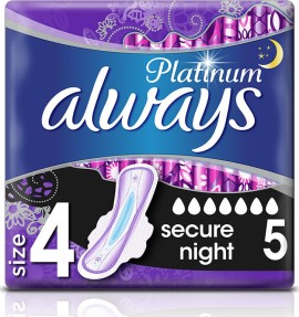 Always Platinum Ultra Secure Night Νο4 Σερβιέτες με Φτερά 5 Τεμάχια