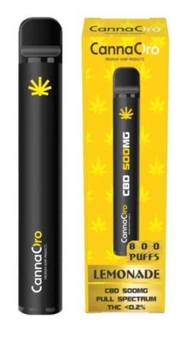 CannaOro CBD Vape 500mg Lemonade Συσκευή Ατμίσματος Προγεμισμένη με Υγρό Αναπλήρωσης 2ml
