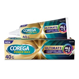Corega Ultimate All In One, Στερεωτική Κρέμα Τεχνητής Οδοντοστοιχίας για Ακόμα Μεγαλύτερη Δύναμη Μασήματος 40gr­