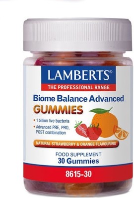 Lamberts Biome Balance Advanced Προβιοτικά & Πρεβιοτικά με Φυσική Γεύση Πορτοκάλι & Φράουλα 30 Ζελεδάκια