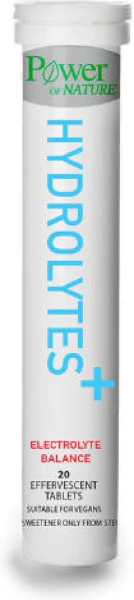 Power Of Nature Hydrolytes Stevia Συμπλήρωμα Διατροφής με Ηλεκτρολύτες Γεύση Λεμόνι 20 Αναβράζοντα Δισκία