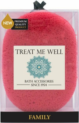 Treat me Well Family XL Bath Shower & Sponge Οβάλ Σφουγγάρι Κόκκινου Χρώματος 1 Τεμάχιο