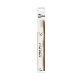 The Humble Co. Bamboo Toothbrush Adult White Medium Οδοντόβουρτσα Ενηλίκων από Μπαμπού Λευκή Μέτρια 1 Τεμάχιο
