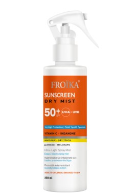 Froika Sunscreen Dry Mist SPF50+ Διάφανο Αντηλιακό Ελαφρύ Mist Πολύ Υψηλή Φωτοπροστασία 250ml