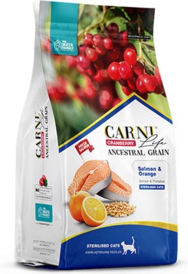 Maya Family Carni Life Cranberry Ξηρά Τροφή για Ενήλικες Στειρωμένες Γάτες με Σολωμό & Πορτοκάλι 1,5kg