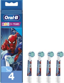 Oral B Kids 3+ Spiderman Ανταλλακτικές Κεφαλές Παιδικής Ηλεκτρικής Οδοντόβουρτσας 4 Τεμάχια