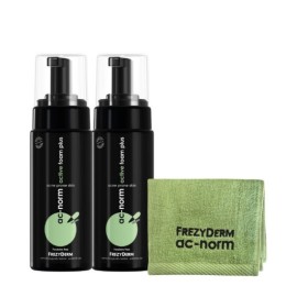 Frezyderm PROMO AC Norm Active Foam Plus Αφρός Καθαρισμού Προσώπου για Ακνεϊκές Επιδερμίδες 2x150ml - ΔΩΡΟ Αντιβακτηριακή Πετσέτα Προσώπου Πράσινη