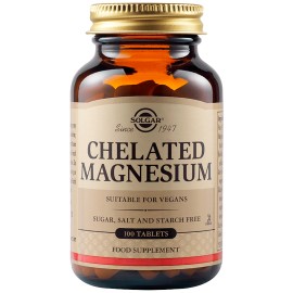 Solgar Chelated Magnesium Συμπλήρωμα Διατροφής Μαγνησίου 100 Ταμπλέτες