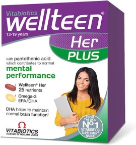 Vitabiotics Wellteen Her Plus Συμπλήρωμα για την Μνήμη Έφηβες 13-19 Χρονών 28 Δισκία & 28 Μαλακές Κάψουλες