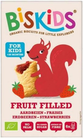 Belkorn BisKids Strawberry Οργανικά Μπισκότα Γεμιστά με Φράουλα για Παιδιά 36+ Μηνών 120gr
