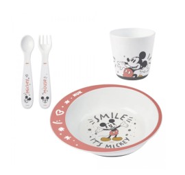 Nuk Disney Mickey Εκπαιδευτικό Σετ Φαγητού Ροζ για 9m+ [1 Πιάτο Φαγητού - 1 Σετ Κουτάλι - Πιρούνι Φαγητού - 1 Ποτηράκι με Αντιολισθητική Βάση]
