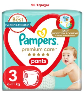Pampers Premium Care Pants Μέγεθος 3 [6-11kg] 96 Πάνες - Βρακάκι [2 Πακέτα x 48 Τεμάχια]