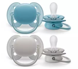 Avent Philips Ultra Soft Ορθοδοντική Πιπίλα Σιλικόνης για 6-18m Γκρι / Μπλε 2 Τεμάχια [SCF091/34]