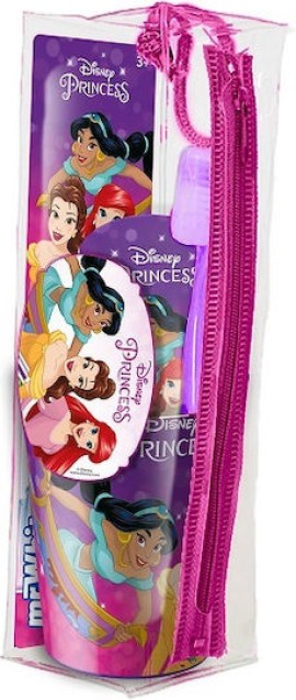 Mr. White PROMO Disney Princess Οδοντόβουρτσα με Βεντούζα στη Βάση με Καπάκι για 3 Ετών 1 Τεμάχιο & Παιδική Οδοντόκρεμα με Ήπια Γεύση Μέντα 75ml & Ποτήρι