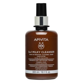 Apivita Cleansing Milk Γαλάκτωμα Καθαρισμού 3 σε 1 για Πρόσωπο & Μάτια 300ml