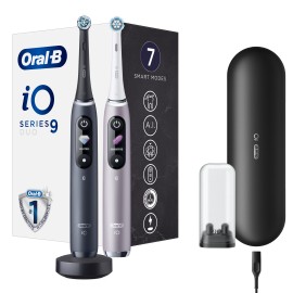 Oral B iO Series 9 Duo Ηλεκτρικές Οδοντόβουρτσες - Black & Rose Quartz Μαύρο και Ροζ 2 Τεμάχια
