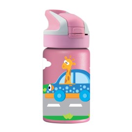 Laken Tritan Pink Car Ισοθερμικό Παγούρι Ροζ Αμαξάκια με Καλαμάκι Σιλικόνης 350ml [104090]