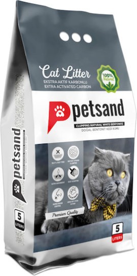 Petsand Carbon Άμμος για Γάτες με Κόκκους Ενεργού Άνθρακα 5lt