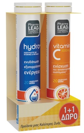 PharmaLead PROMO Hydro+ Ηλεκτρολύτες με Βιταμίνες & Μέταλλα 20 Αναβράζοντα Δισκία - Vitamin C 1000mg 20 Αναβράζοντα Δισκία
