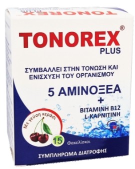 Medichrom Tonorex Plus Food Supplement Συμπλήρωμα για Τόνωση, Ενέργεια & Ενίσχυση του Οργανισμού με Γεύση Κεράσι 15 Φακελίσκοι