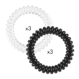 Invisibobble Ib Slim Elegant Hair Spiral Λαστιχάκια Μαλλιών Διάφανο & Μαύρο 6 Τεμάχια