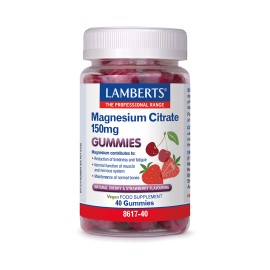 Lamberts Magnesium Citrate 150mg Μαγνήσιο με Γεύση Φράουλα & Κεράσι 40 Ζελεδάκια