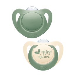 Nuk For Nature Πιπίλες Σιλικόνης για 6-18m+ με Κρίκο Χρώμα:Πράσινο-Μπεζ 2 Τεμάχια