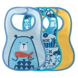 Chicco Easy Meal Bib Υφασμάτινη Σαλιάρα για 6m+ Χρώματος Γαλάζιο 3 Τεμάχια [16301-20]